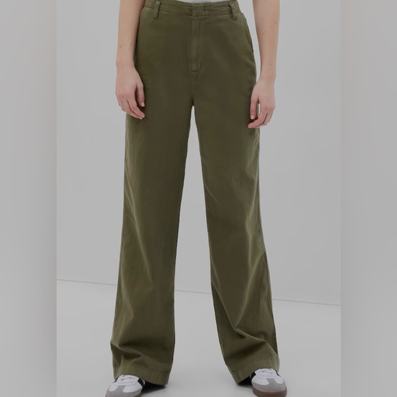 GAP Pants - Gap Army Green Twill Wide Leg Pants — Size 14